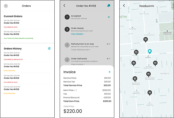 user app of order and delivery management software