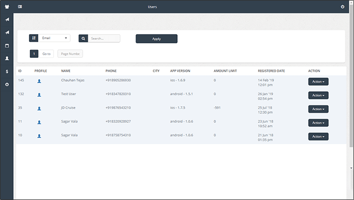 corporate booking panel of transportation app solution