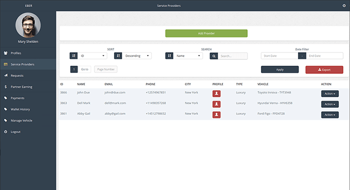 taxi business partner console